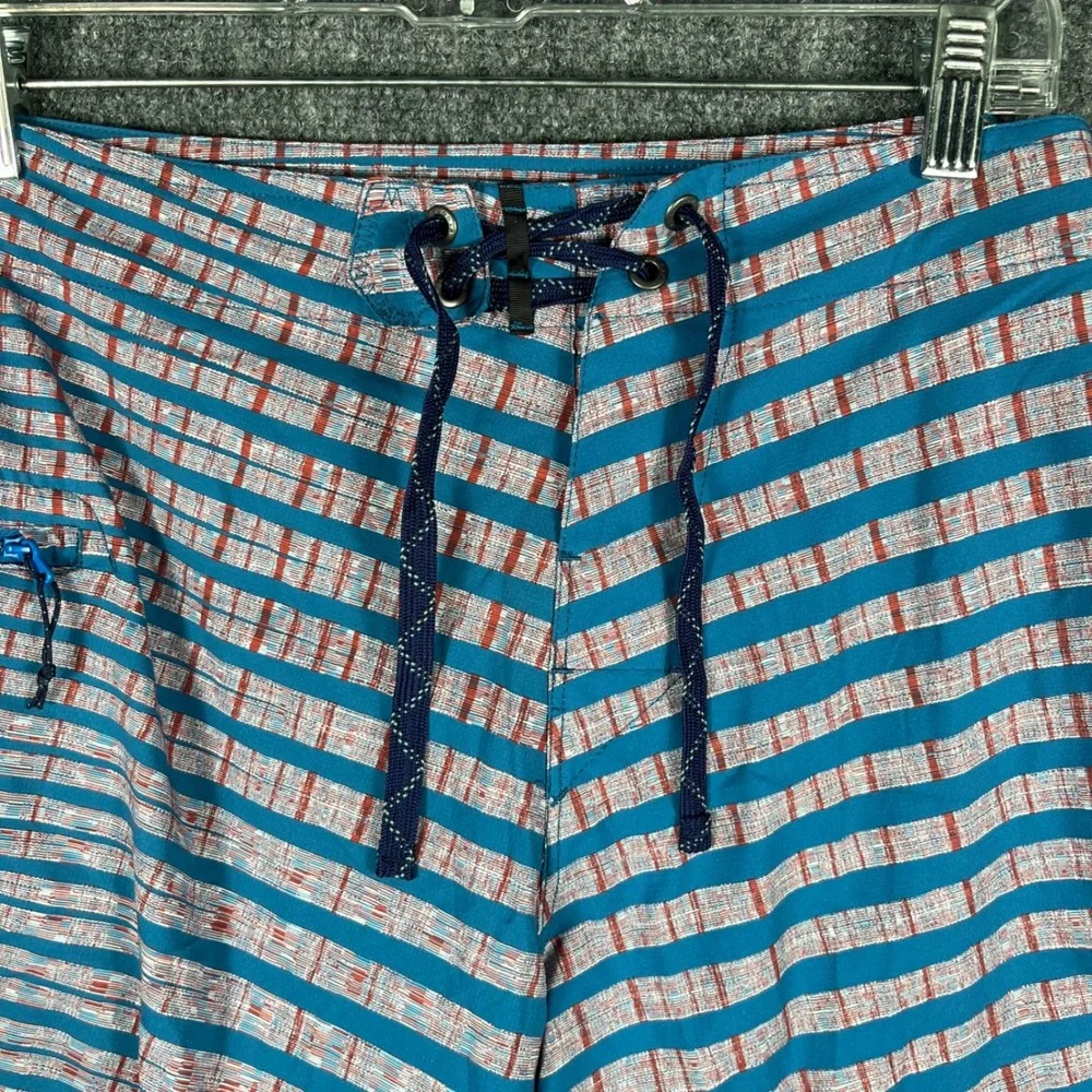 Patagonia‎ Board Shorts Mens 32 Blue Red Striped Lace Up Swim Trunks Pocket